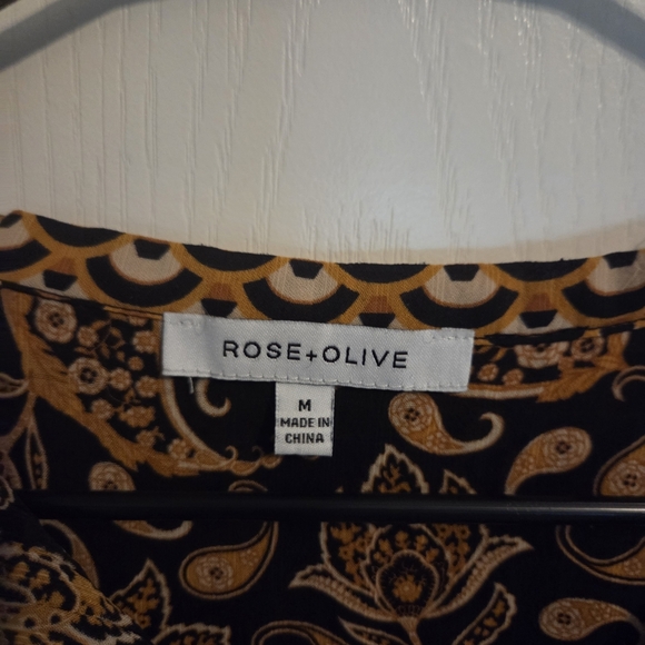 Rose & Olive Black and Gold Floral Blouse - Picture 2 of 3